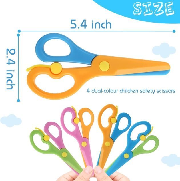 Preschool Training Scissors, 4Pcs Children Safety Pre-School Safety Scissors Art Craft Scissors - Image 4