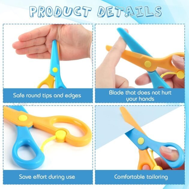 Preschool Training Scissors, 4Pcs Children Safety Pre-School Safety Scissors Art Craft Scissors - Image 3
