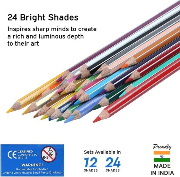 Doms Supersoft Non-Toxic Colour Pencil Set in Flat Tin Box (24 Assorted Shades ) - Image 4