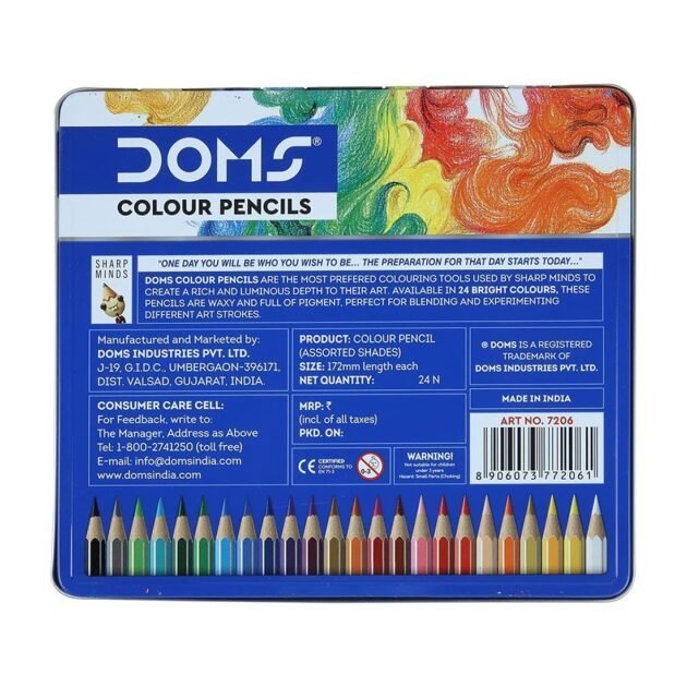 Doms Supersoft Non-Toxic Colour Pencil Set in Flat Tin Box (24 Assorted Shades ) - Image 2
