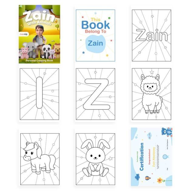 Personalized Kid's Coloring Book with Animals - (3d) Picture for Child -Coloring Book for Girls & Boys - Personalized With Child's Name - Image 5