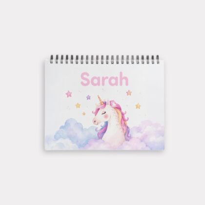 Personalized Large Kids Unicorn Color Book (A4 -42 Papers-) - Gift for Girls, with Child's Name + Certificate