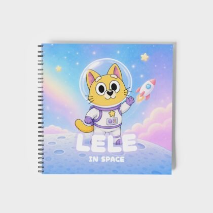 Lele Cat in Space Coloring Book for Kids – Wire-O, Personalized with Picture, Name & Certificate for your Child
