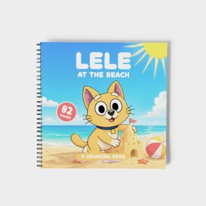 Lele Cat at the Beach Coloring Book for Kids – Wire-O, Personalized with Picture, Name & Certificate for your Child
