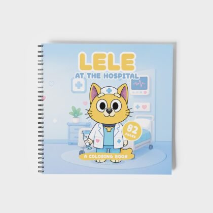 Lele Cat at the Hospital Coloring Book for Kids – Wire-O, Personalized with Picture, Name & Certificate for your Child